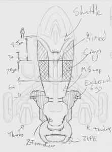 An annotated sketch of the Argo's interior and exterior sections.