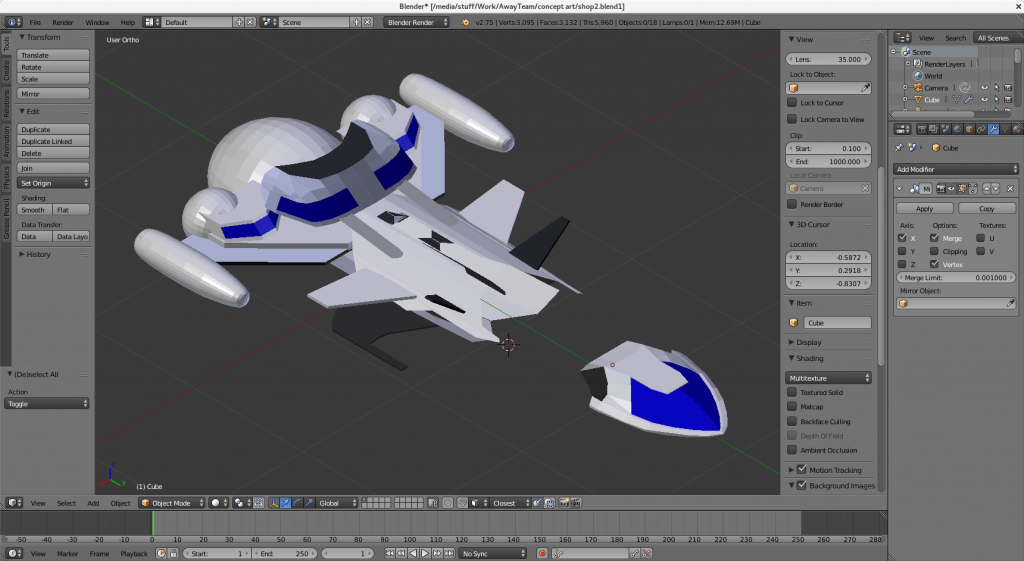 A 3D mockup of the second ship design candidate.